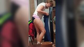 My mom in black panties