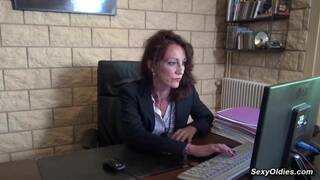 MILF secretary Lyna Cypher rough fucked and fisted on the desk in the office