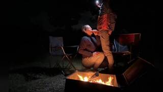 Rough Sex in a Public Park - Big Tits Exposed by the Fire!