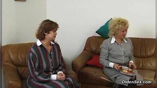 Hairy German matures fuck in foursome