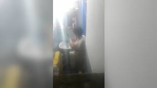 My mother-in-law in the bathroom