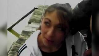 Hot teen assfucked in an outdoor threesome by two older dudes