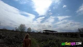 Naked Girl Walking in Public with a Big Ass and Tattoos