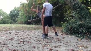 Risky Public Sex Outdoors with a Curvy Amateur Babe