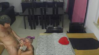 Huge Dripping Creampie for a Tattooed MILF in the Kitchen