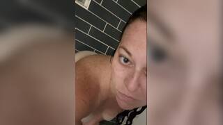 Kimchele riding the hell out of a dildo in the shower!