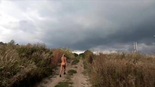 Risky Public Walk - Naked on a Broken Bridge