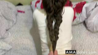 Big Cock Stretches Tight Schoolgirl's Ass for a Deep Anal Creampie