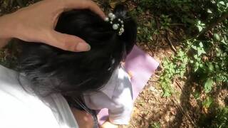 Thai Couple's Forest Adventure: Public Doggystyle Creampie