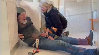 Blonde MILF Gives Plumber a Blowjob in the Kitchen