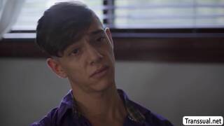 Tied up my husband and ride my friends TS cock!