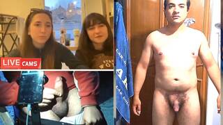 Teenage girls look at my cock