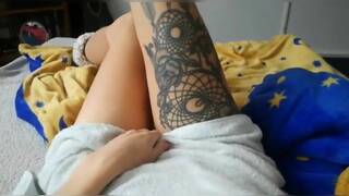 Orgasm in a Towel - Tattooed Czech Solo Webcam Show