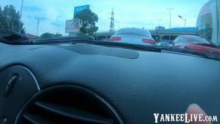 Naked Driving Leads to Quick Car Sex with Busty Czech Teen