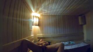 Big-Titted Babe Fingers Herself in the Sports Center Sauna