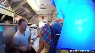 Marsha May sells tasty hot dogs and fucks while doing it