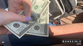 Stranger with Big Tits Sucks Dick and Fucks in Car for Cash