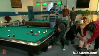 Busty sub bound and exposed in public