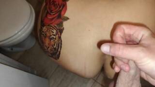 Tattooed Stepmom Gets Fucked While Washing Panties