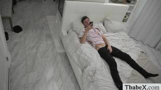 TS got shocked of friends stepbrothers big cock