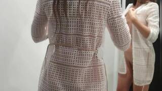 Fitting Room Cam: Brunette Babe Undresses