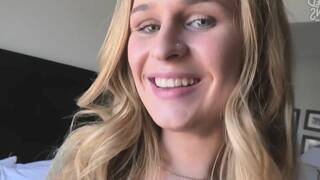 Blonde Teen Plays With Her Big Tits And Pussy creampie