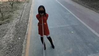 Chinese Girl outdoor exhibitionism BDSM Training 184