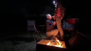 Rough Sex in a Public Park - Big Tits Exposed by the Fire!